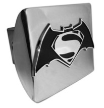 SUPERMAN S BATMAN EMBLEM ON SHINY CHROME METAL USA MADE TRAILER HITCH COVER - £62.90 GBP