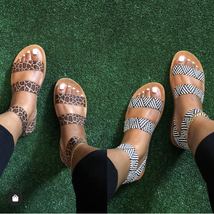 2021 Summer New Fashion Women Sandals Leopard Print Slip-on Shallow Flat Shoes L - £20.17 GBP