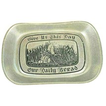 Vintage Wilton Pewter Tray Give Us This Day Our Daily Bread Harvest USA 11" - $19.39