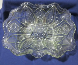 Vtg EAPG Indiana Glass Paneled Daisy Finecut clear 10&quot; Lrg Fruit Rectangle Dish - £15.73 GBP