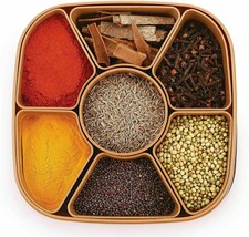 NEW Indien Strong Plastic Masala Dabba 7 Spice Storage Box, 1000ml (Multicolor) - £15.97 GBP