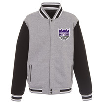 NBA Sacramento Kings Reversible Full Snap Fleece Jacket JH Design 2 Front Logos  - £94.27 GBP