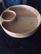 Wooden serving dish chips and dip approximately 12” - £39.22 GBP