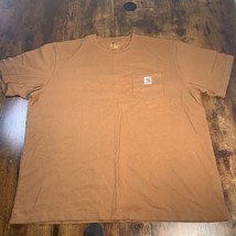 Carhartt Shirt T-Shirt Mens Short Sleeve Chest Pocket BROWN Mens 2XL - $19.79