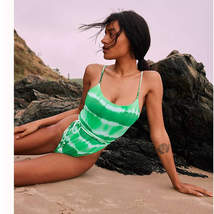 New Free People Martha Rey Holly One-Piece Swimsuit $258 LARGE Green - £60.44 GBP