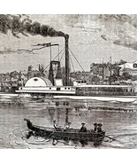 East River From New York C1834 1845 Woodcut Print Victorian Revolution D... - $761.39 MXN