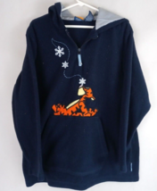 Disney Pooh Women&#39;s Blue Fleece Hoodie Tigger Catching Snowflakes Design... - $21.33