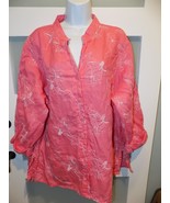 Susan Bristol 100% Linen Pink 3/4 Cuffed Sleeve Blouse Size 2X Women&#39;s - €21,51 EUR