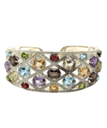 Rainbow Gemstone Sterling Silver Bangle Bracelet 51g - $485.10