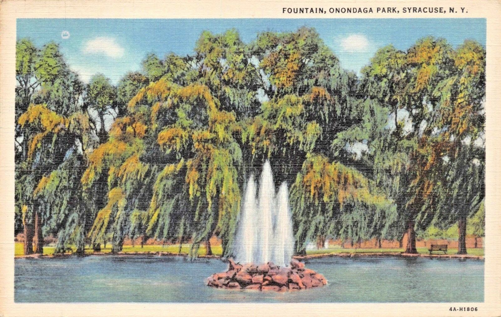 Primary image for ONONDAGA PARK FOUNTAIN~SYRACUSE NEW YORK POSTCARD 1944 PMK