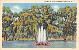ONONDAGA PARK FOUNTAIN~SYRACUSE NEW YORK POSTCARD 1944 PMK - $4.32