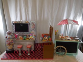 Our Generation Bite to Eat Retro Diner Set Over 100 Accessories + Hot Dog Cart - £98.57 GBP