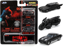The Batman 2022 Movie 3 piece Set DC Comics Nano Hollywood Rides Series Diecast - £16.29 GBP