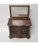 Apco Jewelry Box Wood Dresser Mirror Drawer Music Vintage Japan Lara&#39;s T... - £42.03 GBP
