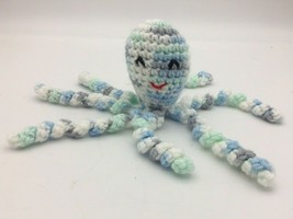 Crochet Handmade Baby Octopus Toy Lovey Gift Newborn Preemie Blue Green Gray 7&quot; - £11.94 GBP