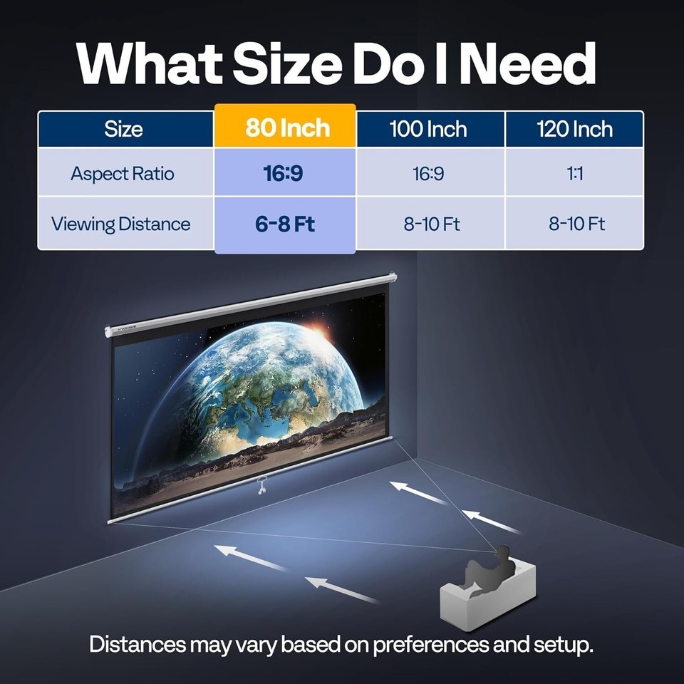 Portable 80 Inch White Projector Screen - 4K Ready for Movies & Presentations Item image 7