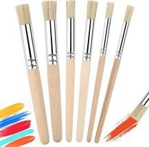6Pcs Light Brown Natural Wood Stencil Brushes 3 Sizes Multi Size Wooden ... - $315.12 MXN