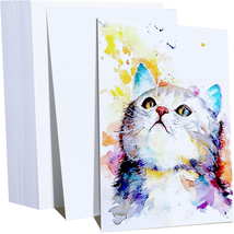 Fyess 120Pcs 100% Rag Cotton White Watercolor Paper Cold Press Paper Bulk Waterc - £16.82 GBP