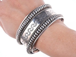 6.5&quot; Southwestern Mexican sterling silver bracelet with twisted wire - £164.12 GBP