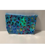 Cosmetic Make Up Bag Case Shimmering Blue and Butterfly Design - £5.50 GBP
