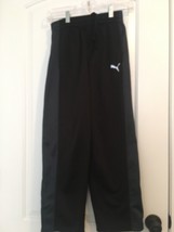Puma Boys Athletic Track Pants Elastic Waist Size Medium Black Gray - £29.91 GBP