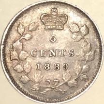 1889 Canada Silver 5 Cents Coin - £102.97 GBP