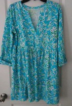 Lilly Pulitzer Loran dress &quot;outta line&quot; print Ladies L Turquoise - £37.13 GBP