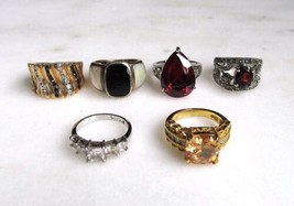 Lot of 6 Sterling Silver Size 5 Vermeil Fashions Rings C3431 - £97.10 GBP