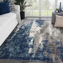 Luxe Weavers Euston Collection D.Blue-L.Blue 8X10 Modern Abstract Area Rug - £136.42 GBP