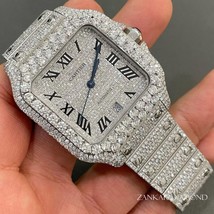 VVS Moissanite Studded Diamond Watch, Stainless Steel Watch, Fully Iced Out Watc - £1,449.07 GBP