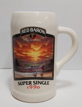 Vtg 1990 Red Baron Pizza Airplane Ceramic Tankard Stein 7.5&quot; Tall - $12.60