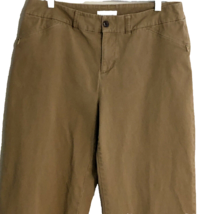 Pendleton Wide Leg Pants Size 14 Cotton Khaki High Rise Back Flap Pockets - £21.52 GBP