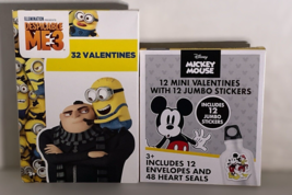 Despicable ME 3 32 Valentine Mickey Mouse 12 Mini Valentine Jumbo Stickers 2 Pks - £10.91 GBP