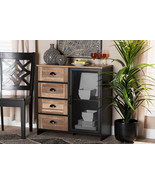 Jeriah Two-Tone Natural Brown and Black and Black Metal Buffet - $2,361.75 MXN