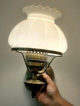 Vintage Milk Glass Shade Metal Lamp Light Wall Mount Sconce - £27.37 GBP