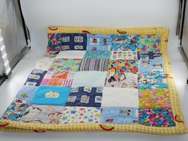 Handmade 48 X 32  Baby Girl Boy Quilt Crib Blanket Yellow Rainbow - $34.99