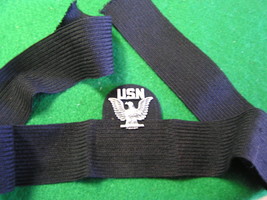 United States NAVY Metal Insigna on Cloth Band...USN....FREE POSTAGE USA - £11.36 GBP