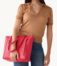 Fossil Tara Cherry Red Leather Shopper ZB1475618 Shoulder Bag NWT $230 Retail - £80.37 GBP