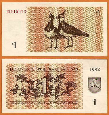 LITHUANIA 1992 UNC 1 Talonas Banknote Paper Money Bill P- 39 - $1.55