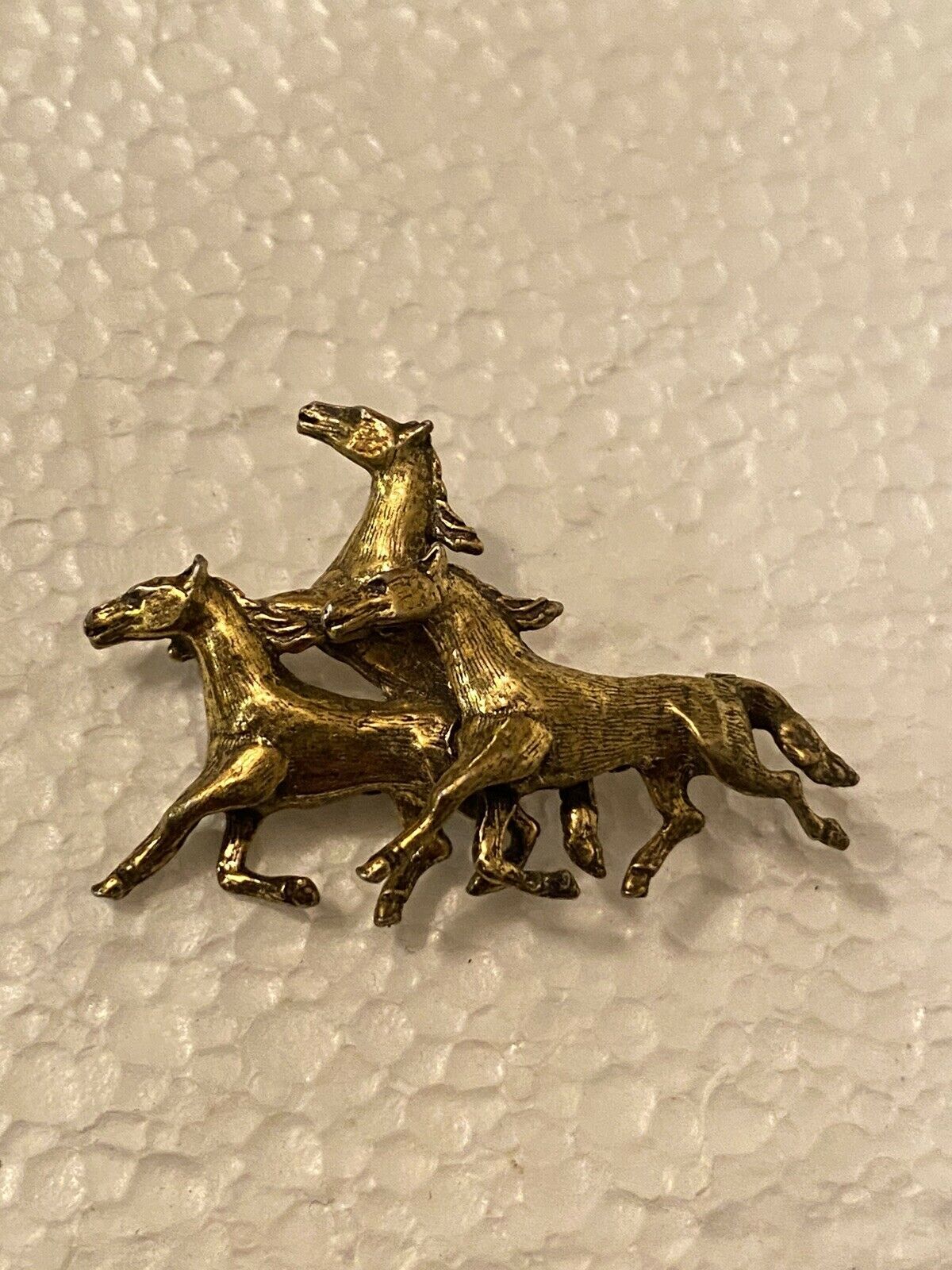 Primary image for Vintage Zentall Three Horses Brooch Pin Goldtone Signed