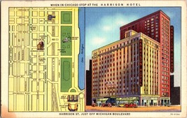 Vtg Postcard Harrison Hotel, Michigan Boulevard, Chicago, IL, PM 1947 - $5.84