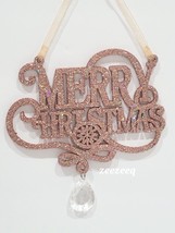 (2) Christmas Shabby Chic Rose Gold Blush Jewel MERRY CHRISTMAS Ornaments Pink - £17.55 GBP