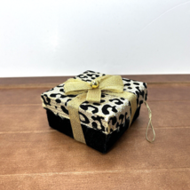 Christmas Fabric Leopard Style Gift Present Box Gold Bow Hanging Ornament - £9.45 GBP