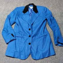 Jennifer Moore Blazer Women 8 Blue Wool Collared 3 Button Notched - $15.56