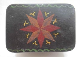 Antique Early Pa Dutch Folk Art Painted Tin W Lid Star Lancaster Tole Star Aafa - £99.48 GBP