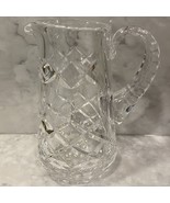 Vintage Crystal Clear Small Glass Ribbed Handle Pitcher Creamer 5.5” Tall - $7.66