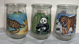 Lot of 3 Welch&#39;s Collectible Jelly Glasses Endangered Species Series - £17.25 GBP