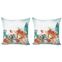 East Urban Home Tropical Throw Pillow Cover, Pack Of 2- 16” X 16”- Orang... - £26.27 GBP
