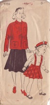 NEW YORK VINTAGE PATTERN 1004 SIZE 8 40&#39;S GIRL&#39;S SKIRT AND BEER JACKET - $8.00