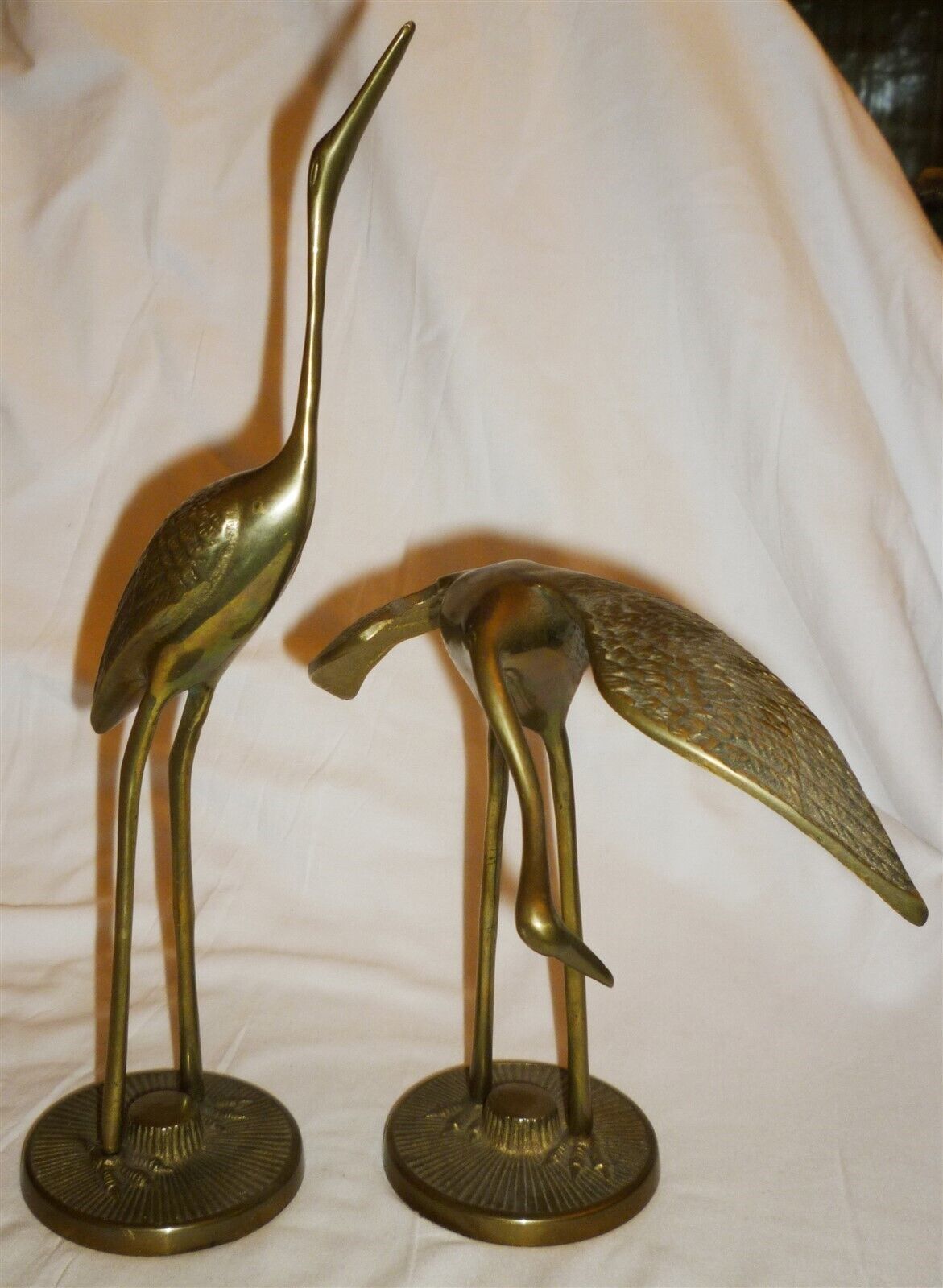 VINTAGE SOLID BRASS SET OF 2 STORKS HERONS BIRDS - $31.36